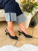 Joia Gold Toe Sling-Backs - Black