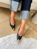 Joia Gold Toe Sling-Backs - Black