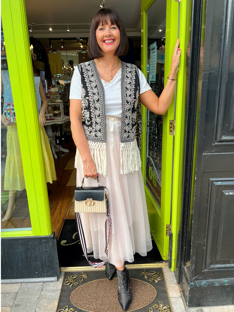 Harlow Embroidery & Tassel Waistcoat