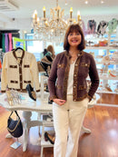 Sharla Leopard Trim Cardi - Brown