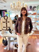 Sharla Leopard Trim Cardi - Brown