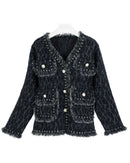 Dua Silver Tweed Knitted Jacket  - Black