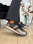 Tommy Bowe Saiki Metallic Cabernet Trainer - Black, Pewter & Maroon