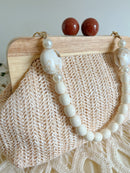 Drew Straw Bag With Pearl & Enamel Handle - Neutral