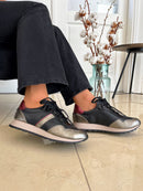 Tommy Bowe Saiki Metallic Cabernet Trainer - Black, Pewter & Maroon