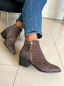 XTI Taupe & Black Animal Print Ankle Boot 144648