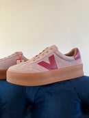 Drilleys "Eighty Four Brick Red" Platform Trainers - Taupe & Maroon