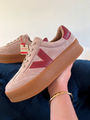 Drilleys "Eighty Four Brick Red" Platform Trainers - Taupe & Maroon