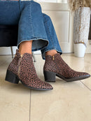 XTI Taupe & Black Animal Print Ankle Boot 144648