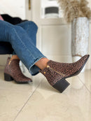 XTI Taupe & Black Animal Print Ankle Boot 144648
