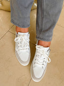 Redz Leather Wedge Trainers - White & Grey CX4703