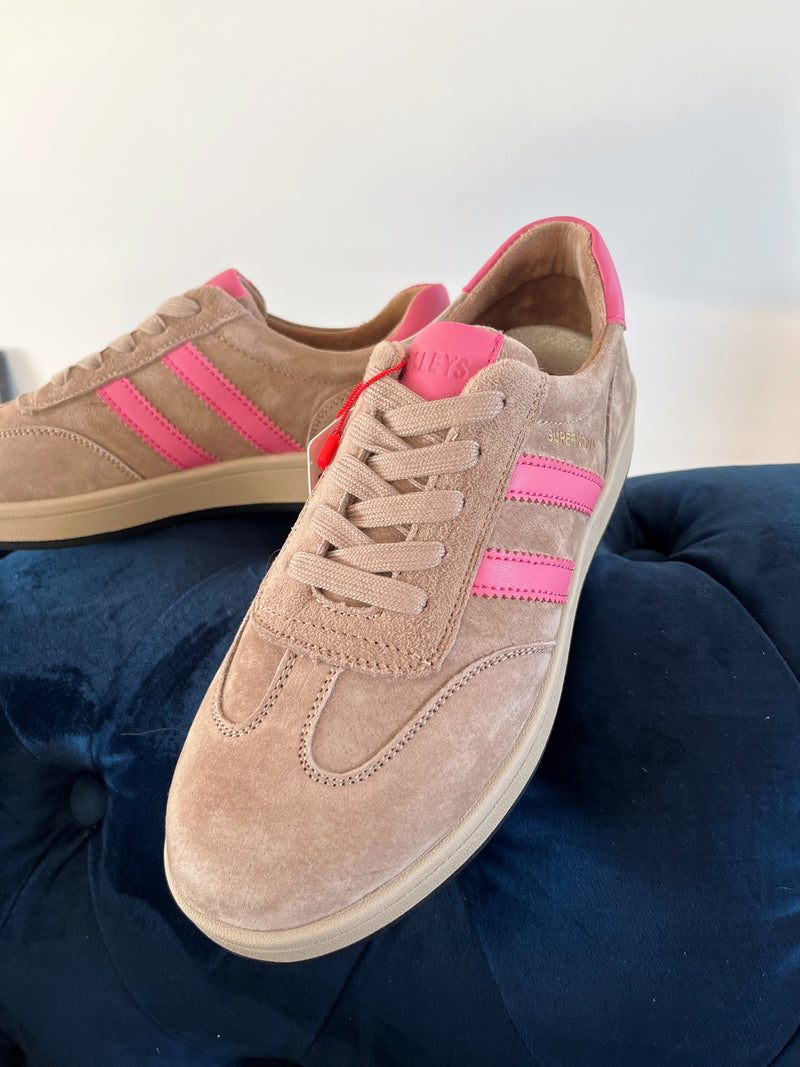 Drilleys "Forty One Pink Sherbet" Trainers - Light Mocha & Pink
