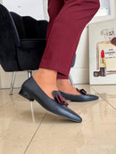 Dancing Matilda 024 Navy Pump with Maroon Bow