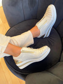 Redz Wedge Trainers Cream CX3423-1