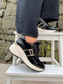 Patrizio Italiano 'Tejeda' Black Wedge Trainer