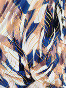 Magic Gold Spiral  Printed Maxi Dress - Navy & Camel