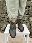 Patrizio Italiano 'Tejeda' Porto Verde Trainer Green & Burgundy