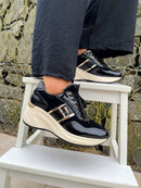 Patrizio Italiano 'Tejeda' Black Wedge Trainer