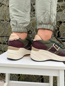 Patrizio Italiano 'Tejeda' Porto Verde Trainer Green & Burgundy