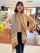 Gwen Leopard Silk Blend Scarf - Black, Camel & Beige