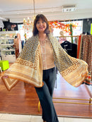 Gwen Leopard Silk Blend Scarf - Black, Camel & Beige