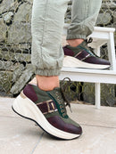 Patrizio Italiano 'Tejeda' Porto Verde Trainer Green & Burgundy