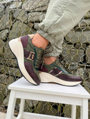 Patrizio Italiano 'Tejeda' Porto Verde Trainer Green & Burgundy