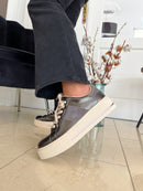 Patrizio Italiano Grey Stripe Platform Trainer  - Antico