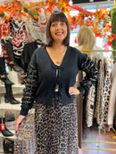 Emma Reversible Bow Tie Knit  - Black