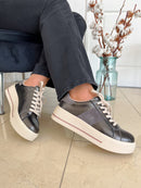 Patrizio Italiano Grey Stripe Platform Trainer  - Antico