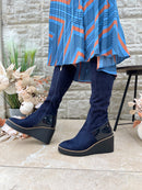 Kate Appleby "Cailedon" Sapphire Wedge Knee High Boot - Navy