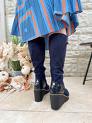 Kate Appleby "Cailedon" Sapphire Wedge Knee High Boot - Navy