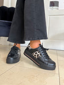 Patrizio Italiano Leopard Stripe Platform Trainer  - Nero Black