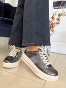 Patrizio Italiano Grey Stripe Platform Trainer  - Antico