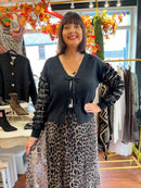 Emma Reversible Bow Tie Knit  - Black