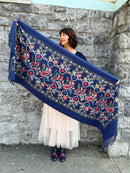 Sofia Paisley Print Shawl - Navy