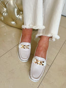 Redz Patent Gold Chain Wedged Loafer - Taupe 3J8929