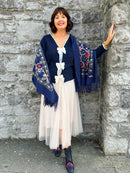 Sofia Paisley Print Shawl - Navy