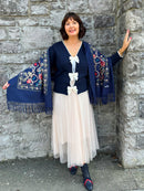 Sofia Paisley Print Shawl - Navy