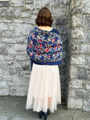 Sofia Paisley Print Shawl - Navy