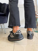 Patrizio Italiano Leopard Stripe Platform Trainer  - Nero Black