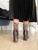 Dancing Matilda 013 Leopard & Brown Sock Boot