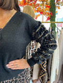 Emma Reversible Bow Tie Knit  - Black