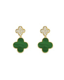 Lara Green & Diamante Floral Drop Earrings