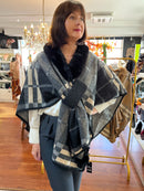 Eileen Tartan Cape - Black