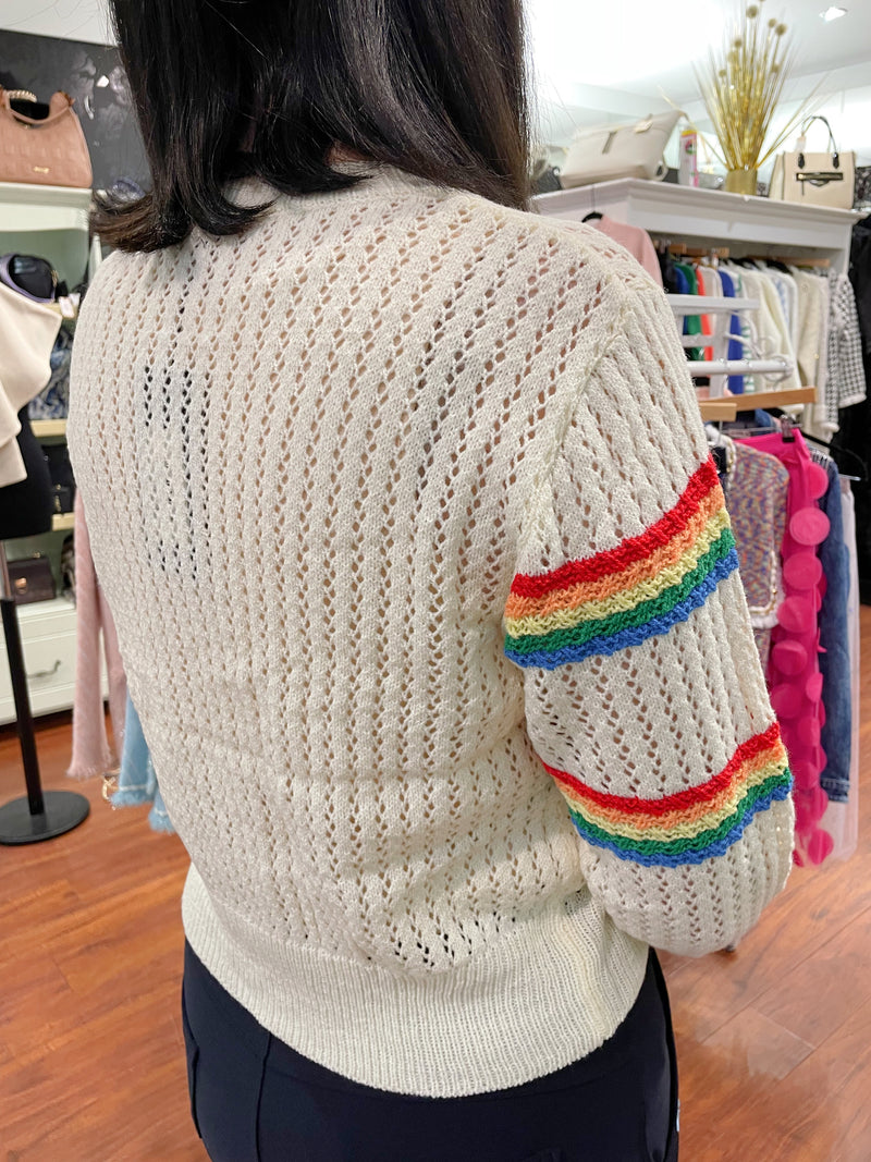 Emilie Crochet Rainbow Bow Knit Cardi