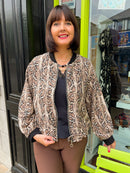 Shea Animal Print Bomber Jacket - Snake