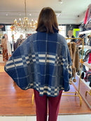 Eileen Tartan Cape - Navy