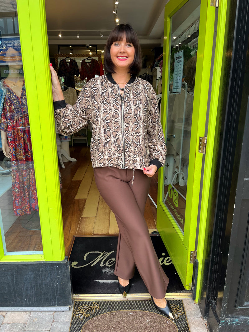 Shea Animal Print Bomber Jacket - Snake