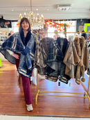 Eileen Tartan Cape - Navy